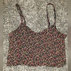 Willow Root| Floral Fitted Spaghetti Strap Crop Top